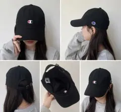 Champion チャンピオン キャップ ブラック 黒 ロゴ刺繍 男女兼用のサムネイル