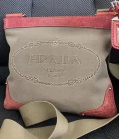 B PRADA プラダ ジャガード ショルダーバッグ 斜めがけ