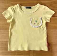 美品　moujonjon胸ポケット付き黄色の半袖Tシャツ 90cmのサムネイル
