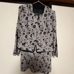 【13BR/大きいサイズ】モノトーン花柄 セットアップ スカートスーツ