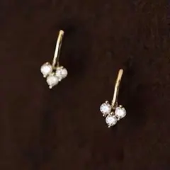 ピアス 18K CZダイヤ ハート 華奢 ピアス