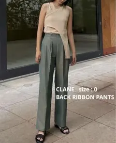 CLANE クラネ　バックリボン　パンツ　グリーン　スラックス　カーキのサムネイル