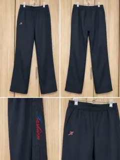 メンズ スポーツパンツ ブラック 刺繍ロゴ トレーニングパンツ ウエストゴム
