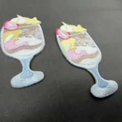 刺繡　アイロン　ワッペン　キャラクター　スウィーツ　ネコ　2枚セット