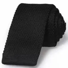 新品 ブラック ネクタイ ニットタイ メンズ　無地　スクエア 黒　5cm
