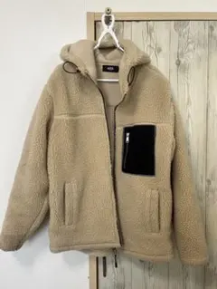 AZULベージュ フリースジャケット フード付き
