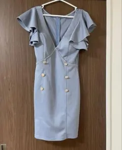 DAZZY フリル袖タイトドレスライトブルー