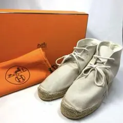 【試着程度】エルメス　サイズ表記「37」23.5センチ程度　キャンバスハイカットのサムネイル