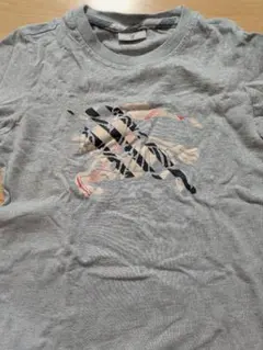 グレー 長袖カットソー ストライププリント