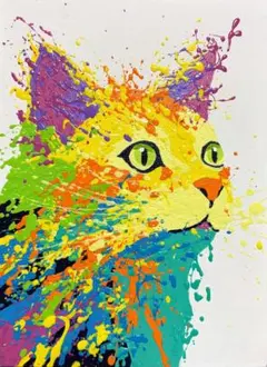 カラフルなハリネズミの原画 絵画 27.3×22cmキャンバス 現代アート