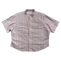 ポロ ラルフローレン ポニー ロゴ 刺繍 ストライプ柄 半袖 ボタンシャツ