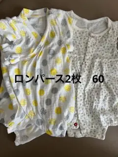 ロンパース2枚　ノースリーブ　甚平　花柄　60