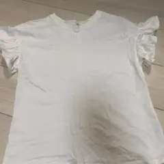 ホワイト フリル袖 Tシャツ 150