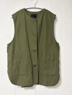 studio clip ベスト　カーキ　麻入り