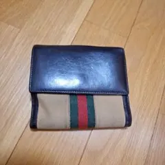 GUCCI 二つ折り財布 シェリーライン キャンバス レザー