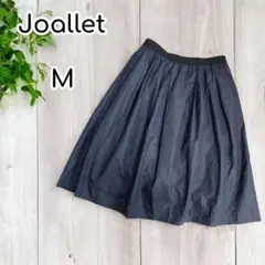 Joallet　ウエストギャザーフレアスカート　膝丈 コットン混　紺　M