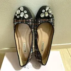 OHGA ビジュー付き ツイード フラットシューズ - メルカリ