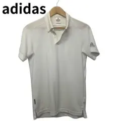 アディダス　ホワイト　ボタンダウン　ポロシャツ　サイドスリット　ストレッチ素材
