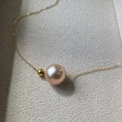 淡水真珠　天然色オレンジ　スルーネックレス　silver925