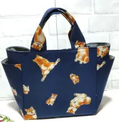 柴犬柄*サイドポケット付きバック（中）