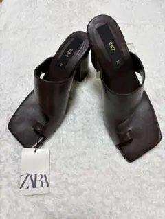 ZARA ザラ トングサンダル ダークブラウン 37 新品　タグ付のサムネイル