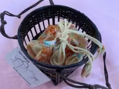 花柄巾着　かご付き