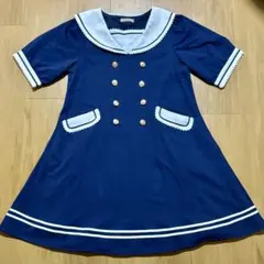ネイビー セーラー襟 ワンピース 半袖