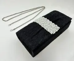 大きめ黒のレースフォーマルクラッチバッグ　結婚式　パーティ❗️