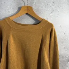 90s US製　Hanes　ブランク スウェット　無地　マスタード　杢　ラグラン