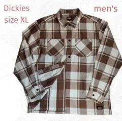 人気XLディッキーズ チェック ワークシャツ 茶 ブラウン ビッグサイズ 極美品