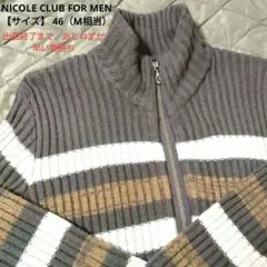 ニコルクラブフォーメン　リブ編みストライプ柄ダブルジップ ドライバーズニット