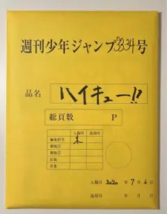 ハイキュー!! 最終話まるごと複製原稿 応募者全員サービス 古館春一 未読 ハイキュー!! 最終話まるごと複製原稿 応募者全員サービス 古館