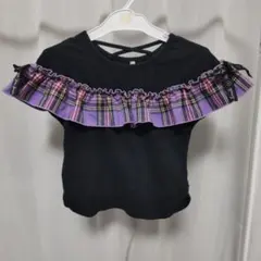 フリル付きチェック柄Tシャツ 120