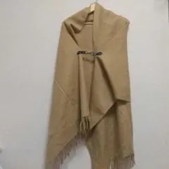 2way 大判 肩掛け ポンチョ風 ストール マフラー ベージュ