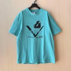 90s USA製古着　ヴィンテージ　Tシャツ　ハート　十字架　グラフィック　神