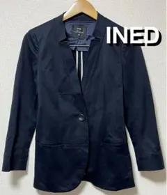 INED イネド ノーカラー　ジャケット　11号　ビジネス　シングル　ポケット付のサムネイル