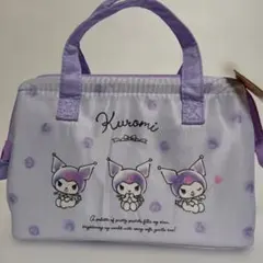 Kuromi 薄紫色 バッグ　がま口型ランチバックM クロミ水彩コスメKGA1