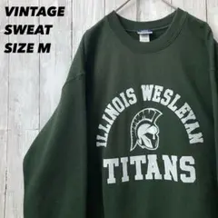 MV SPORT カレッジプリントスウェットトレーナー　サイズM緑　アメリカ古着