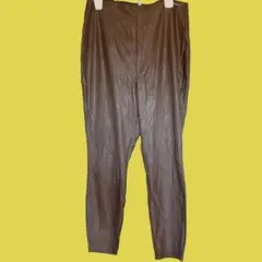 フェイクレザーパンツ ブラウン 2XL ハイウエスト ストレート 大きめ 高見え