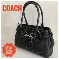 COACH コーチ ブラック レザー ハンドバッグ