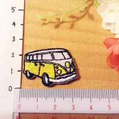 刺繍ワッペン アイロン 1枚 フォルクスワーゲンバス タイプ2 小 イエロー 車
