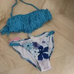 新品　ターコイズ フリンジビキニ セパレート水着