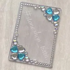 B8【クローバー＊ハート＊ビジュー】硬質ケース♡デコ♡水色・クリア系