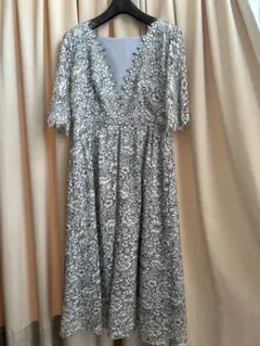 エレガントレースドレス グレー