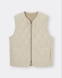 新品　GU キルティングベスト L ベージュ