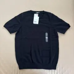 UNIQLO カシミヤ 100% 半袖ニット M ブラック　黒