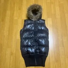 【美品】iMAGE ラクーンファー フード付き ダウンベスト L ブラック