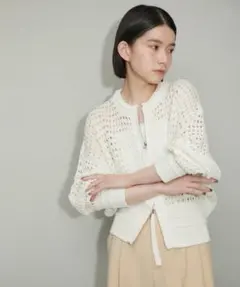 美品 アダムエロペ メッシュニットブルゾン 白 洗える 春夏