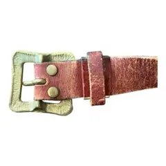 レザー ベルト ブラウン 茶色 真鍮バックル ヴィンテージ風