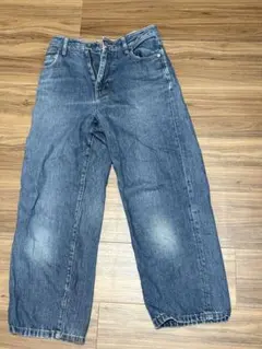 ワイドレッグデニムパンツ ダークブルー